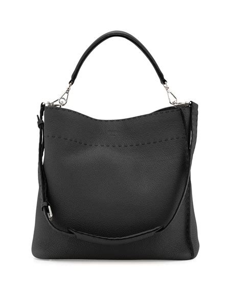 Fendi Anna Selleria Large Bucket Hobo Bag, Black